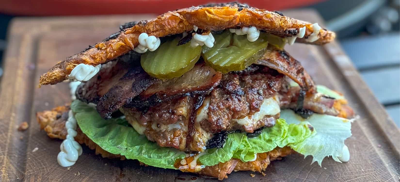 Chipotle Crunch Croissant Stuffed Burger