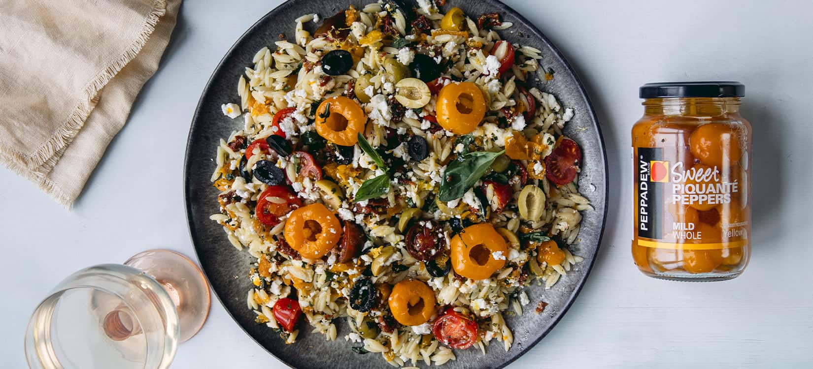 Greek Orzo Pasta PEPPADEW® Yellow Piquanté Peppers