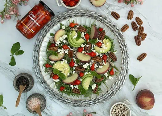 Summer Salad Topped With PEPPADEW® Peppadrops And A Peppadrop Vinaigrette