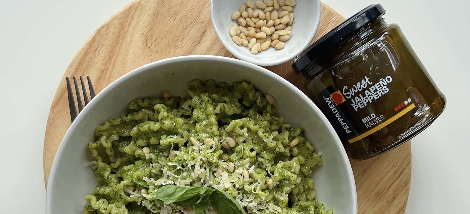 Jalapeño and Basil Pesto Pasta
